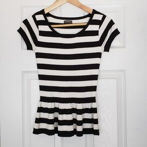 Express striped peplum-style knit top